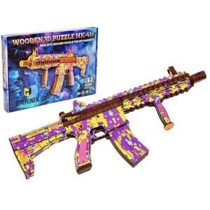HK-416 Wooden 3D Gun Puzzle Kit GRAINIX DIY Rubber Band Model 202pc Sealed